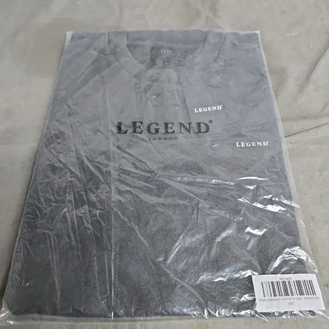 LEGEND LONDON PREMIUM BASICS T-SHIRT WITH LOGO – WASHED GREY – SIZE L