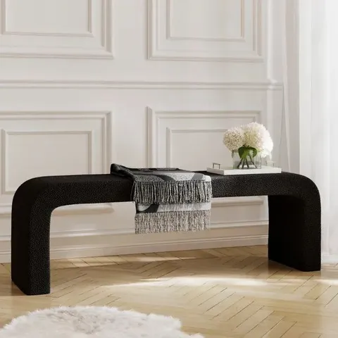 BOXED REN 2 SEATER BOUCLE DINING BENCH - BLACK (1 BOX)