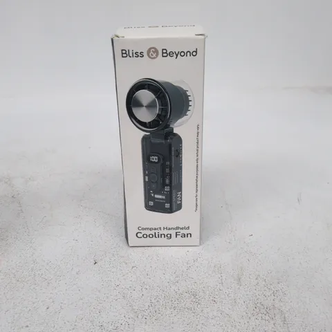 BLISS AND BEYOND COMPACT HANDHELD COOLING FAN BOXED