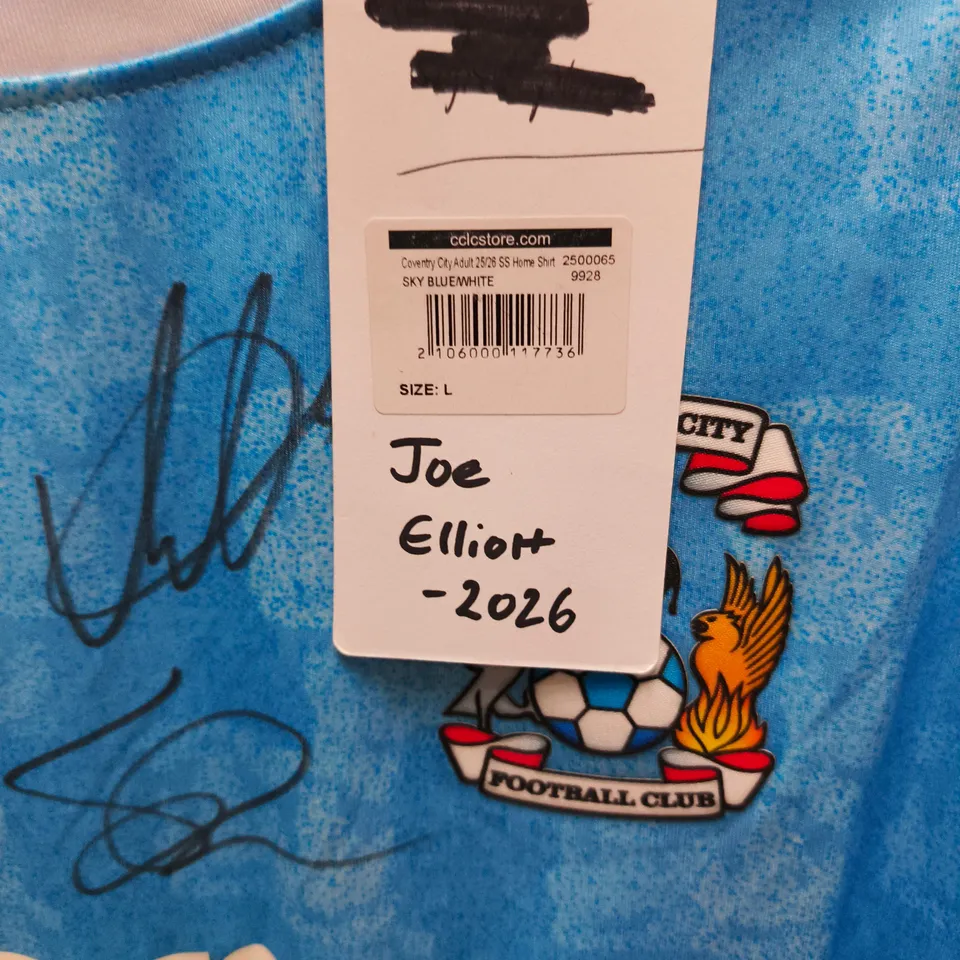 COVENTRY CITY FC SKY BLUE HOME SHIRT – SIGNED, MONZO SPONSOR, SIZE L