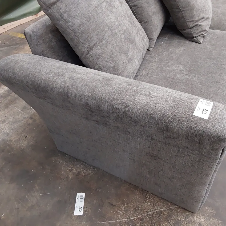 DESIGNER FOUR SEATER SOFA WITH SCATTER CUSHIONS GREY FABRIC 