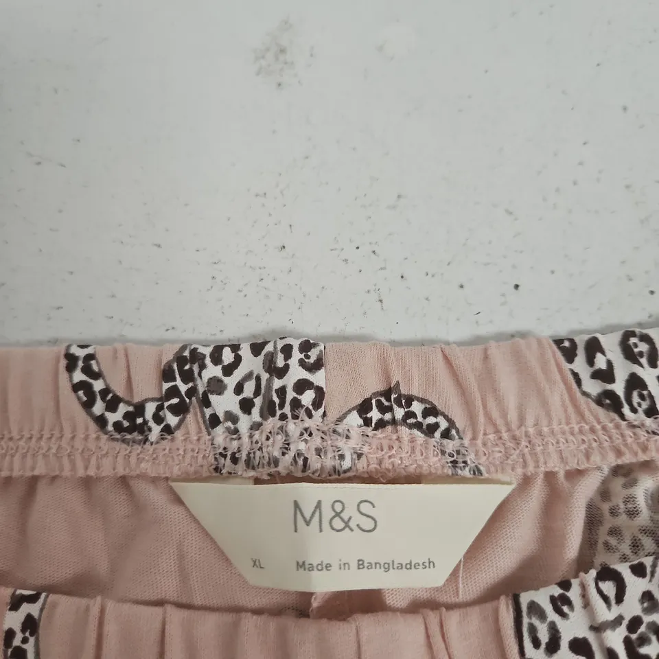 M&S WOMEN'S PINK LEOPARD PRINT LOUNGE PANTS - XL