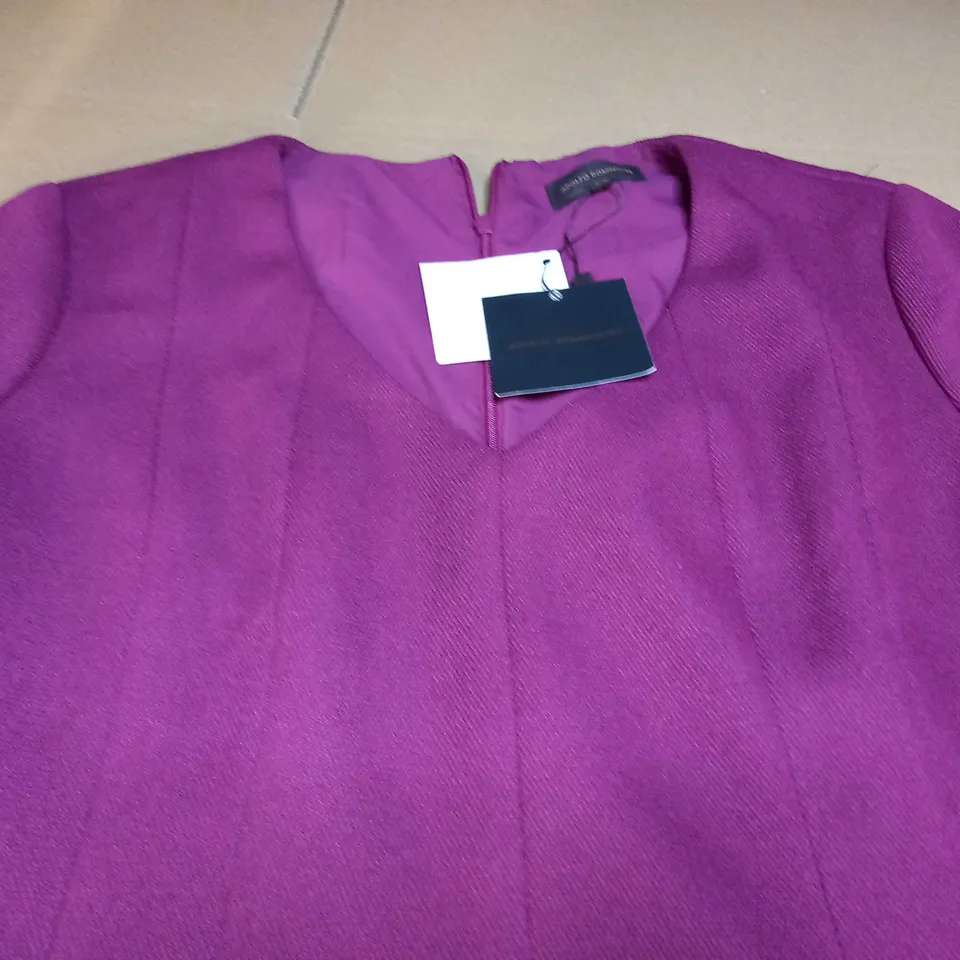 ADOLFO DOMINGUEZ ZIP UP SHORT SLEEVED DRESS- DEEP PURPLE - SIZE 38