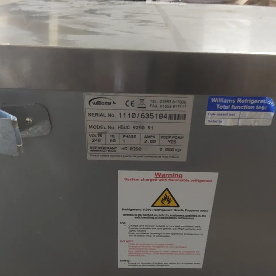 WILLIAMS H5UC R290 R1 COMMERCIAL REFRIGERATOR