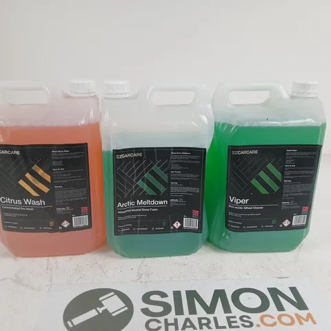 LOT OF 3 5L EZCARCARE AUTOMOBILE CLEANING SOLUTIONS