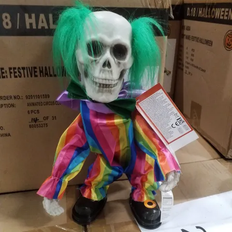 PALLET CONTAINING APPROXIMATELY 31 BOXES OF 6 BRAND NEW ANIMATED RAINBOW CREEPY CLOWNS