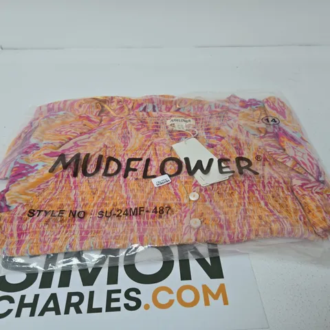 MUDFLOWER WOMEN'S MULTICOLOUR SMOCKED TOP – UK 14 (EU 42) US 10