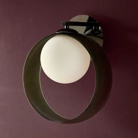 BOXED DANETTI CHLOE WALL LIGHT - BLACK CHROME/GREEN GLASS