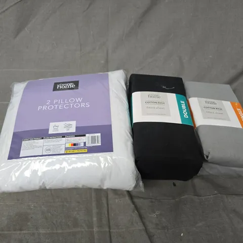 APPROXIMATELY 20 ASSORTED BEDDING ITEMS TO INCLUDE PILLOW PROTECTORS, FITTED SHEETS - COLLECTION ONLY