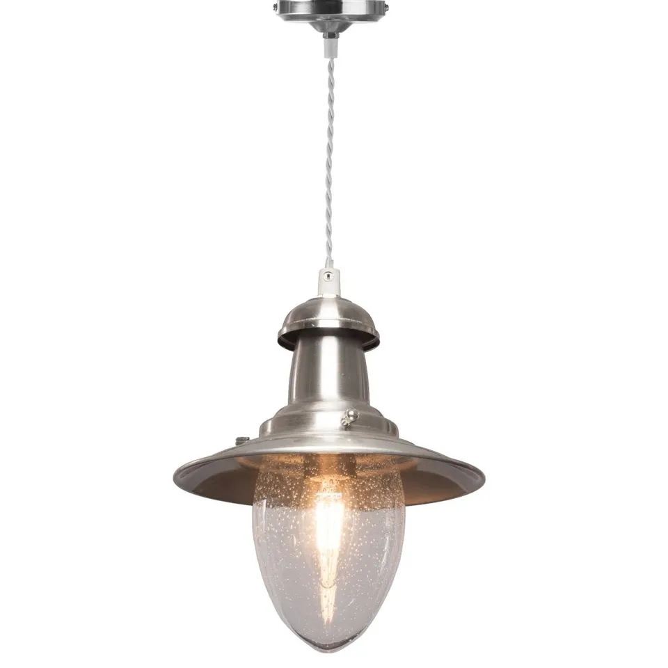 BOXED MORAINE 1 - LIGHT SILVER FISHERMAN INDUSTRIAL STYLE SINGLE PENDANT LIGHT (1 BOX)