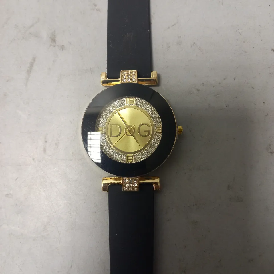 FOUR ASSORTED DQG WATCHES IN VARIOUS COLOURS W. DIAMANTE EFFECT