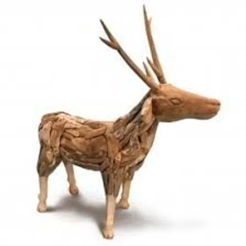 PACKAGED HOMESDIRECT365 TEAK ROOT SMALL REINDEER ORNAMENT 