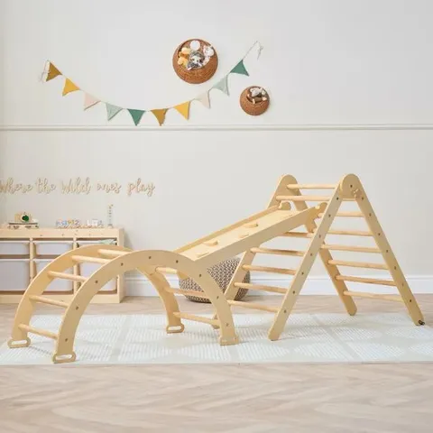 BOXED TUTTI BAMBINI SCALA 3-IN-1 MONTESSORI PIKLER CLIMBING FRAME - NATURAL WOOD (1 BOX)