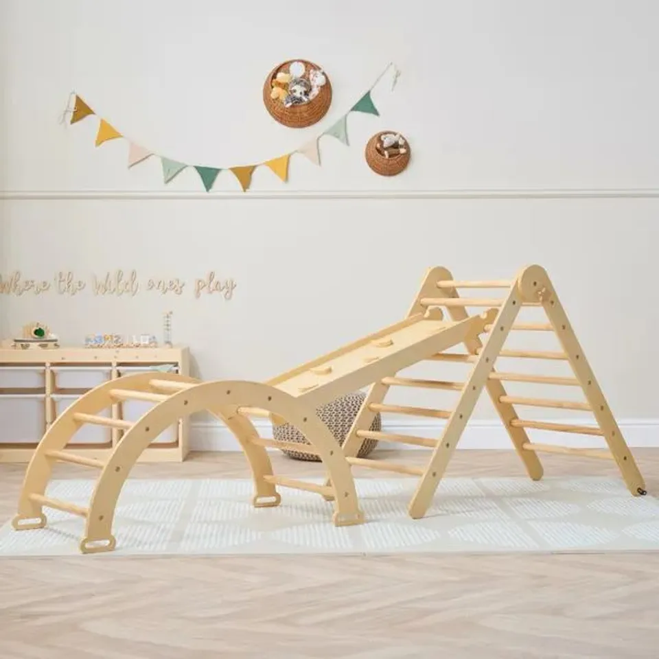 BOXED TUTTI BAMBINI SCALA 3-IN-1 MONTESSORI PIKLER CLIMBING FRAME - NATURAL WOOD (1 BOX)