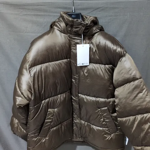 TOPSHOP BROWN METALLIC PUFFER JACKET – SIZE S