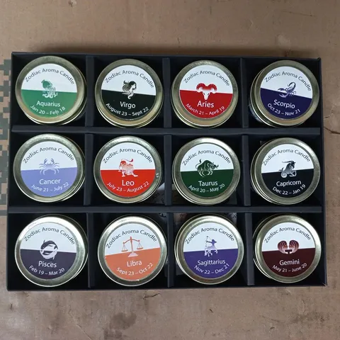 SET OF 12 ZODIAC AROMA CANDLES