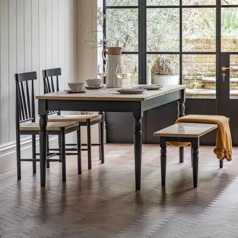 BOXED ELDA 6-10 SEATER RECTANGULAR EXTENDABLE DINING TABLE - CHARCOAL (1 BOX)