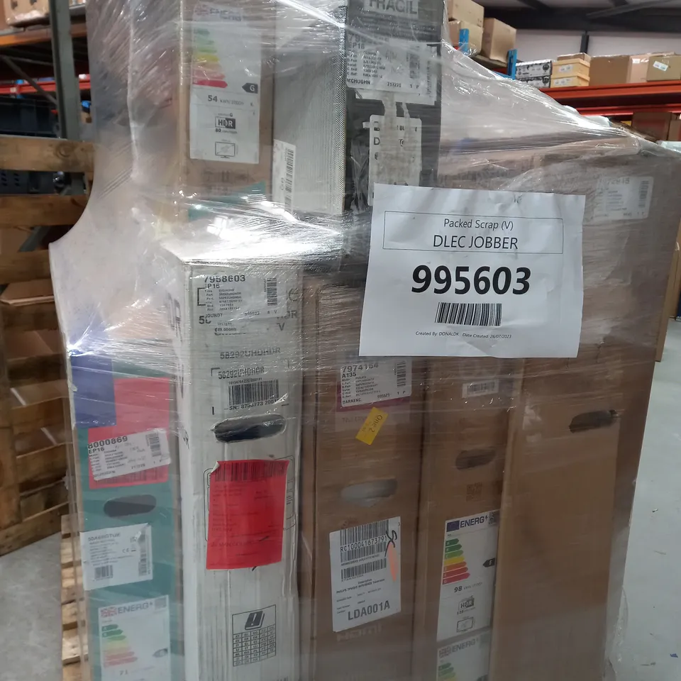 PALLET OF 8 ASSORTED TELEVISION & MONITORS TO INCLUDE - PHILIPS AMBILIGHT PUS8508 55 INCH SMART 4K LED TV - TOSHIBA 32" FULL HD WLAN SMART TV - TOSHIBA 65QF5D53DB QLED 4K SMART FIRE TV ECT - COLLECTIO