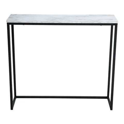 BOXED ALYCEN 91.5CM CONSOLE TABLE WHITE FAUX MARBLE DARK GREY