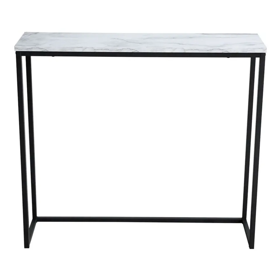 BOXED ALYCEN 91.5CM CONSOLE TABLE WHITE FAUX MARBLE DARK GREY