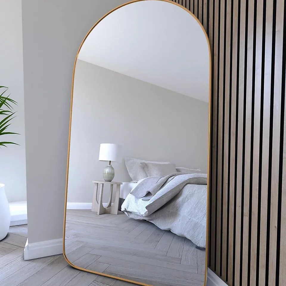 BOXED APARTMENT ARCH CLEANER MIRROR 145×75CM GOLD