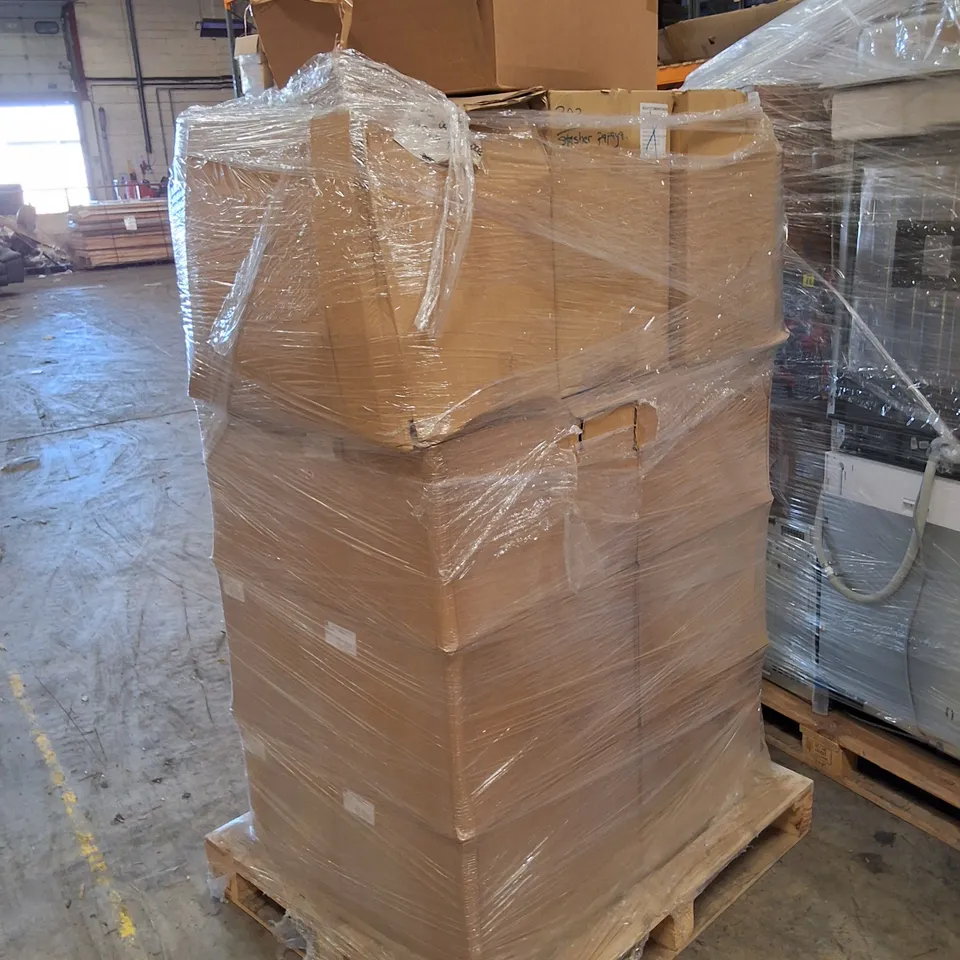 PALLET CONTAINING LARGE QUANTITY OF BIRCHBOX STASHERS , "WE ALL DESERVE TO FEEL ICONIC" BOXES & SHREDDED KRAFT PAPER