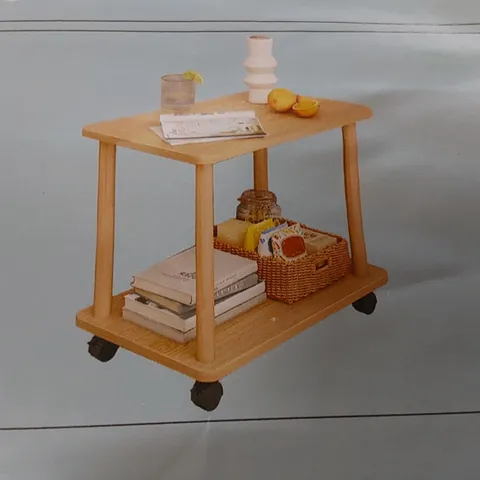 BOXED WOODEN TROLLEY ON WHEELS