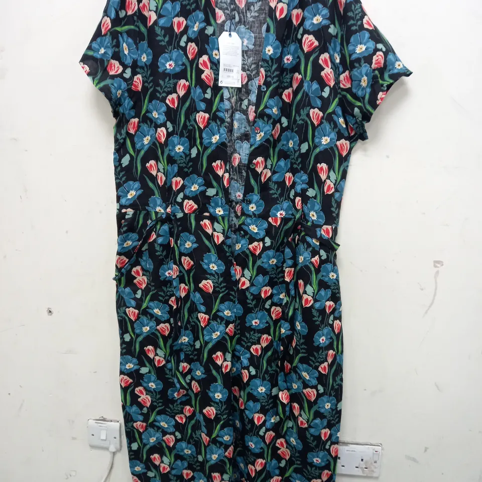 SEASALT CORNWALL TREEN COVE JUMPSUIT IN POPPIES AND TULIPS ONYX - UK 18