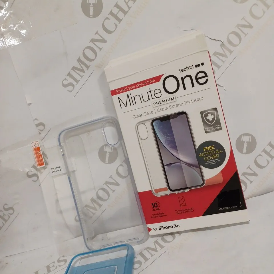 LOT OF 5 MINUTE ONE PREMIUM CLEAR GLASS AND GLASS SCREEN PROTECTORS FOR IPHONE XR 