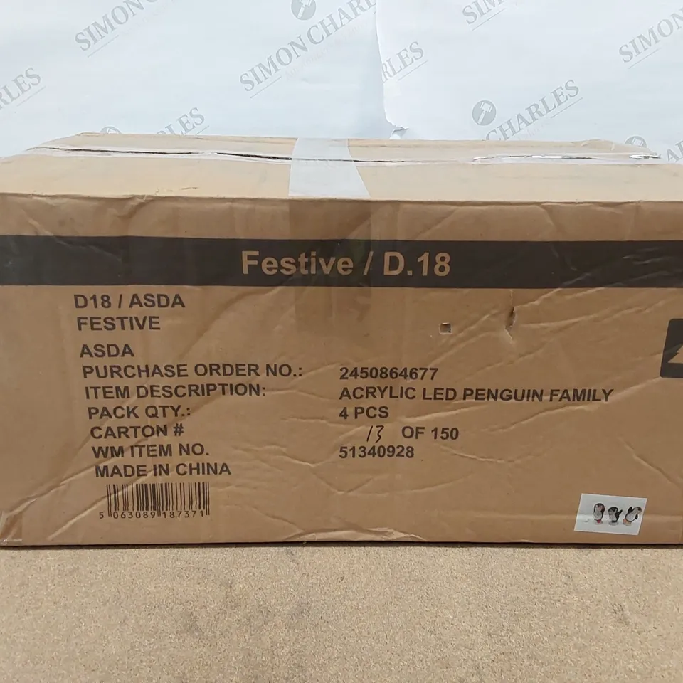 BOX OF APPROXIMATELY 4X 3PCS BRAND NEW BOXED ACRYLIC LED PENGUINS (1 BOX)