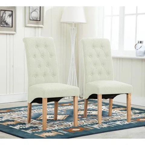 BOXED SET OF 2 ANYA BEIGE UPHOLSTERED DINING CHAIRS (1 BOX)