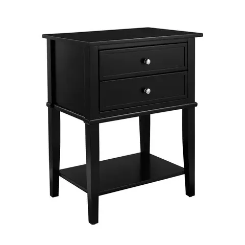 BOXED FRANKLIN 2 DRAWER END TABLE IN BLACK (1 BOX)
