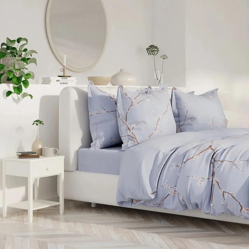 SUPERSOFT BY COZEE HOME CHERRY BLOSSOM 4 PIECE DUVET SET GREY KING