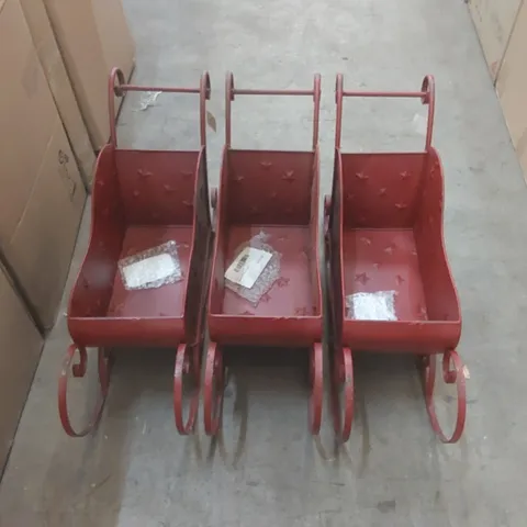 SET OF 3 DECORATIVE SANTA'S SLEIGHS 