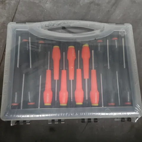 15PCS TELECOMMUNICATION SCREWDRIVER SET IN PLASTIC CASE WITH ORANGE HANDLES