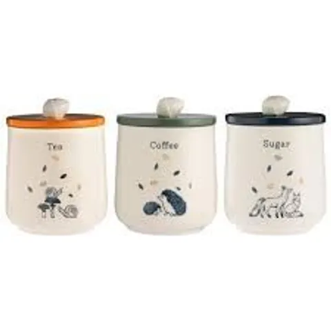 WOODLAND SET OF TEA , COFFEE ANS SUGAR JARS 