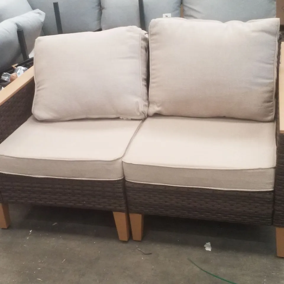 PREMIUM ALL-WEATHER WICKER OUTDOOR LOVESEAT - BEIGE (2 PARTS)