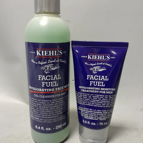 2 KIEHL'S FACIAL FUEL MEN PRODUCTS TO INCLUDE FACE WASH 250ML & MOISTURE TREATMENT 75ML  