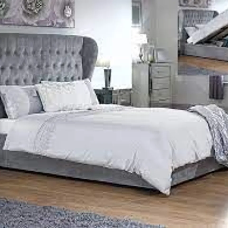 BOXED DAKOTA 4'6 OTTOMAN BED SIDE RAIL-PLATINUM GREY