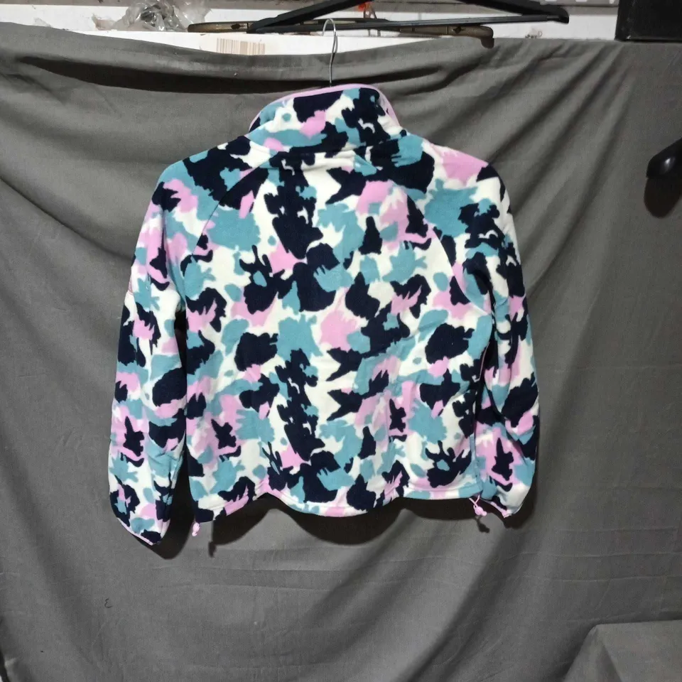 GYM+COFFEE SNAP POLAR FLEECE JACKET – WOMEN'S, PINK/BLUE CAMOUFLAGE, UK 6 (XS)