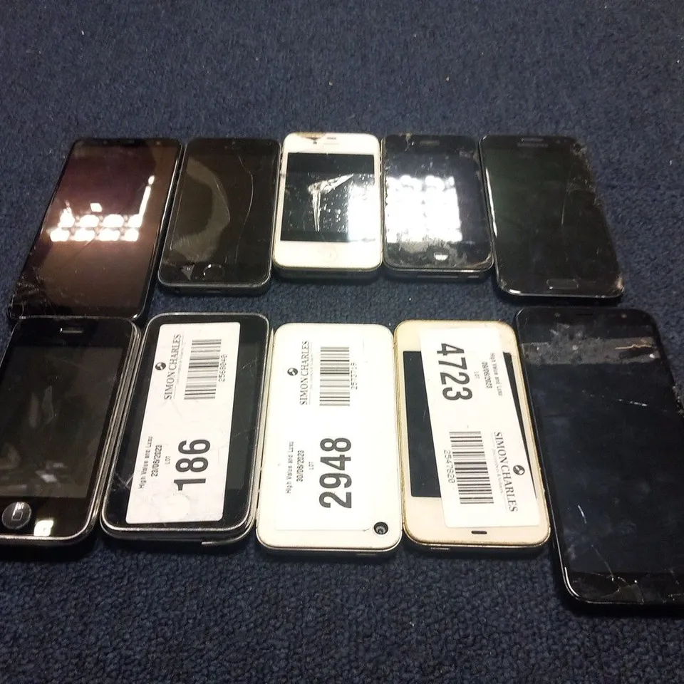 10 ASSORTED MOBILE PHONES TO INCLUDE; APPLE IPHONE 4 (A1332) SMARTPHONE 