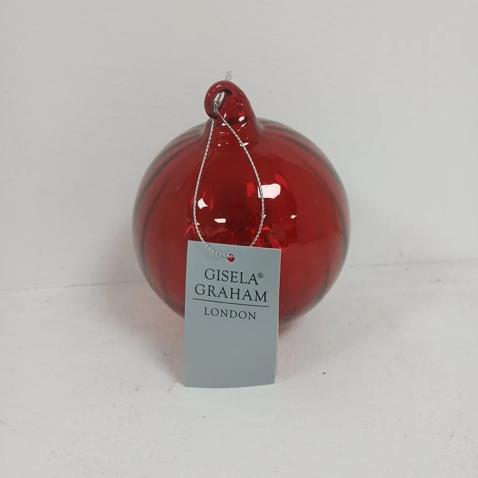 LOT OF 6 BRAND NEW GISELLA GRAHAM RED GLASS TREE DECORATIONS