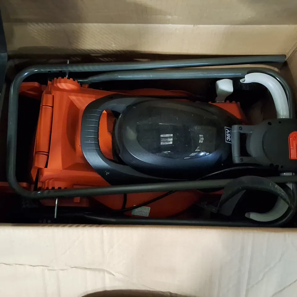 BOXED FLYMO 36V EASYSTORE LAWN MOWER – BATTERY POWERED