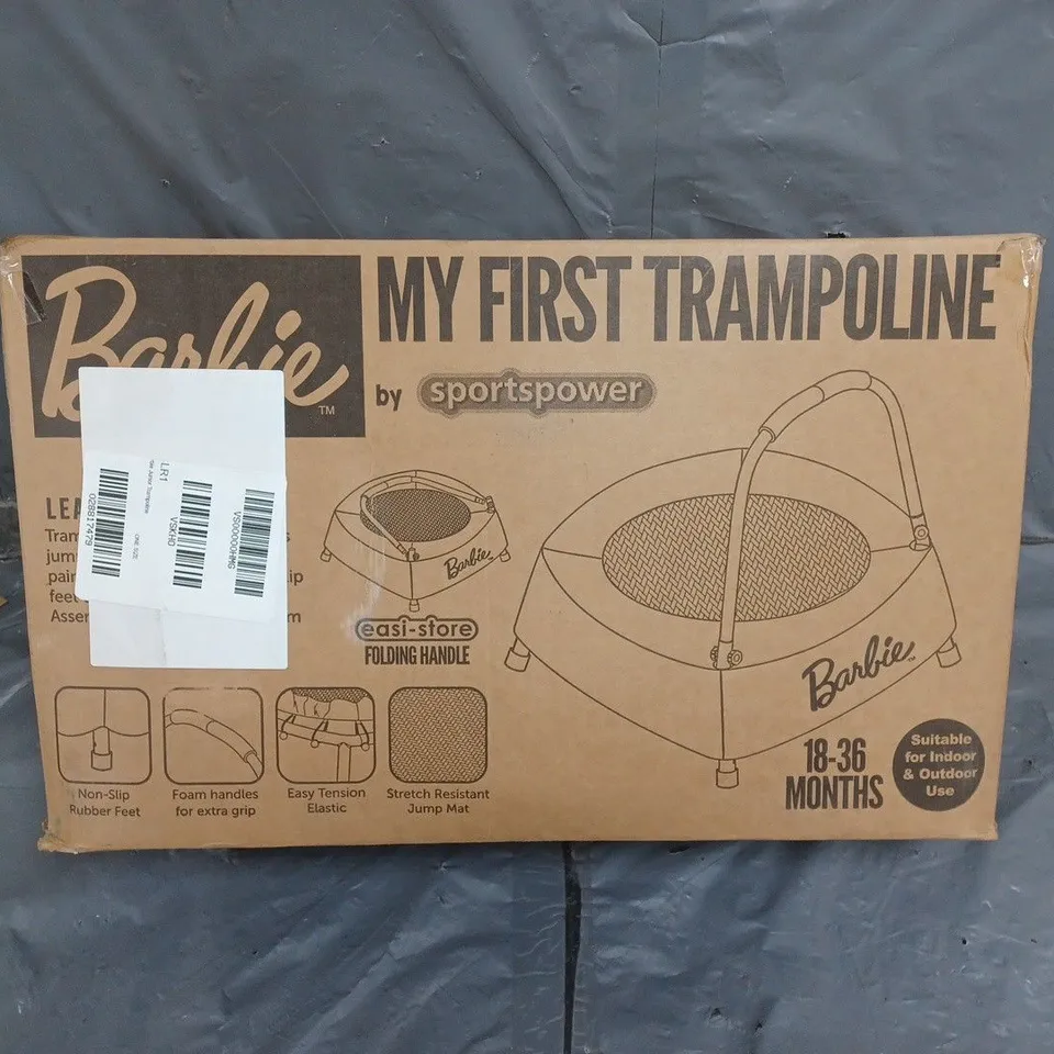 BOXED BARBIE JUNIOR TRAMPOLINE RRP £39.99