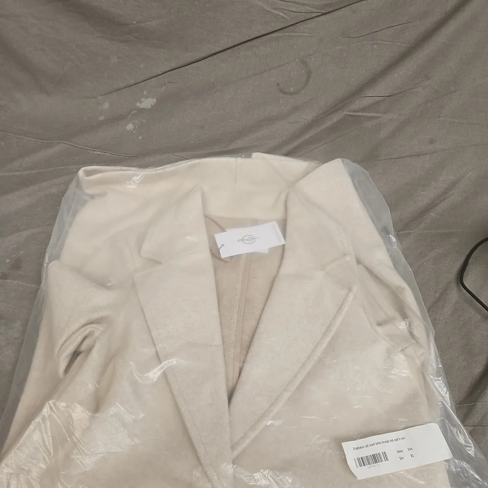 STRADIVARIUS SOFT TOUCH BUTTON-THROUGH MIDI COAT IN ECRU – UK 6 (XS)