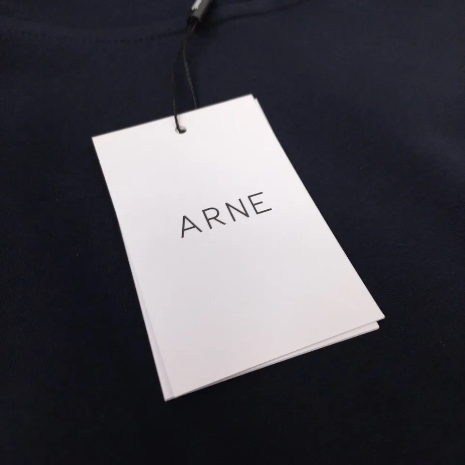 ARNE INTERLOCK JERSEY ESSENTIAL HOODIE – NAVY, SIZE S