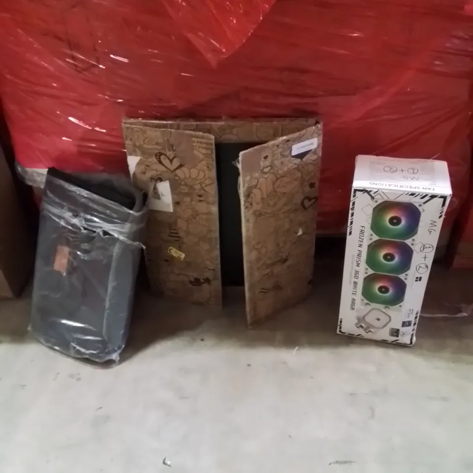 PALLET OF ASSORTED HOUSEHOLD GOODS AND PRODUCTS TO INCLUDE;BACKPACK,PICTURE FRAME,RGB LIQUID COOLING 