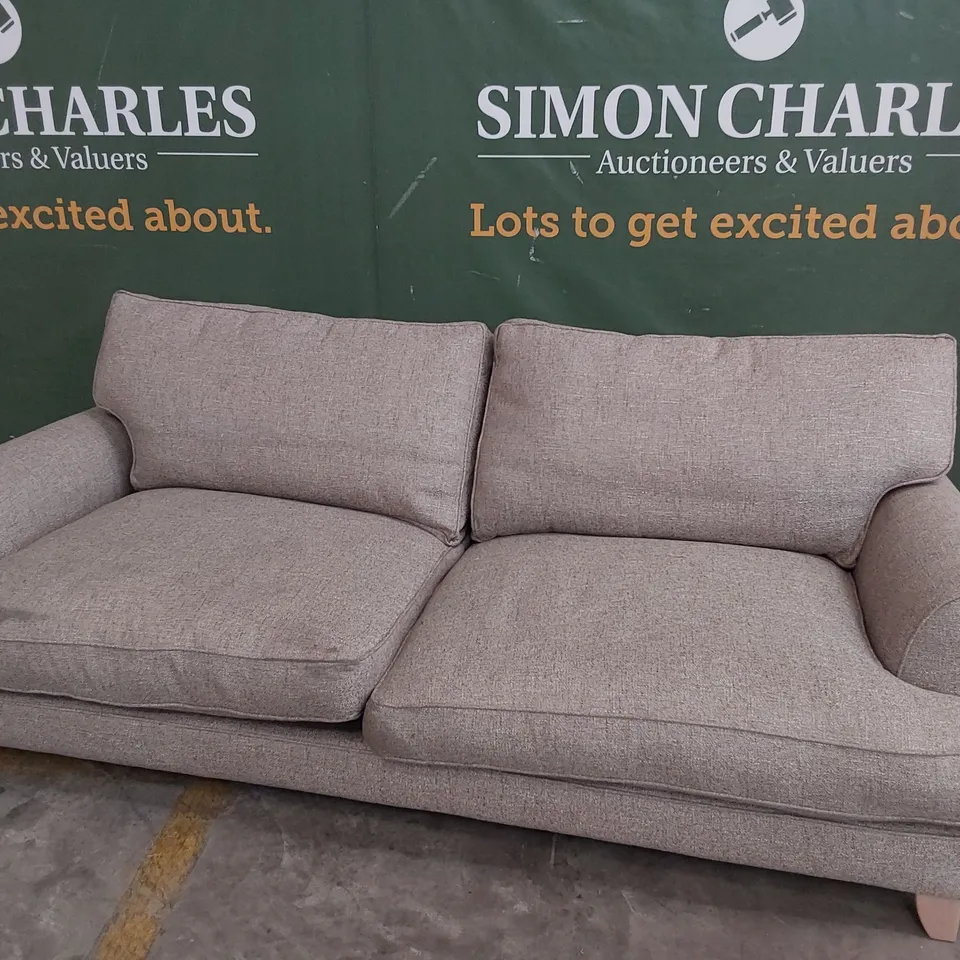 QUALITY BRITISH DESIGNER LOUNGE Co. FOUR SEATER SOFA OATMEAL FABRIC 