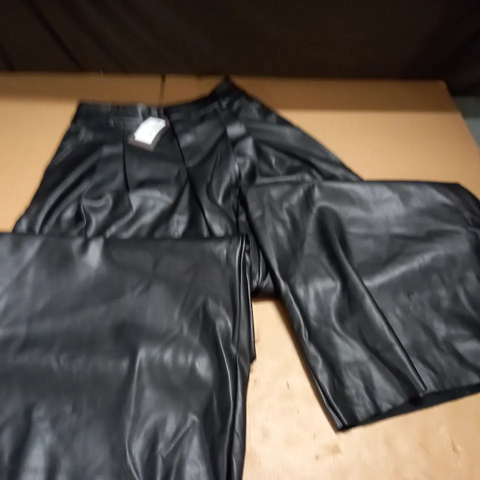 MISSPAP PREMIUM LEATHER LOOK WIDE LEG TROUSERS - 8