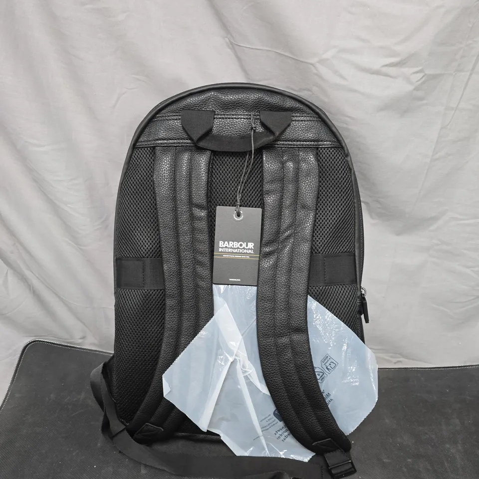 BARBOUR INTERNATIONAL BACKPACK – BLACK TEXTURED LEATHER LOOK